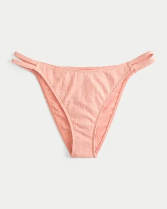 Żakardowe figi bikini z podwójnymi ramiączkami