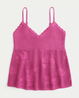 Łatwa w noszeniu koszulka babydoll z odkrytymi ramionami w stylu haftu igłowego Łatwa w noszeniu koszulka babydoll z odkrytymi ramionami w stylu haftu igłowego