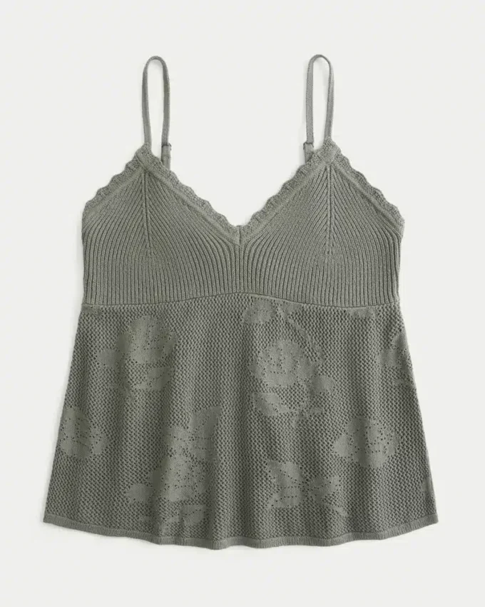 Łatwa w noszeniu koszulka babydoll z odkrytymi ramionami w stylu haftu igłowego Łatwa w noszeniu koszulka babydoll z odkrytymi ramionami w stylu haftu igłowego