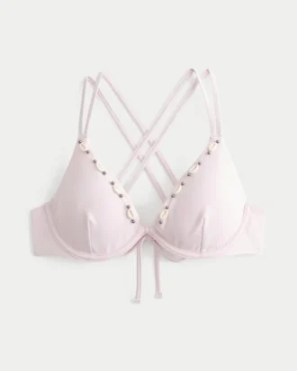 Biustonosz bikini z fiszbinami, ozdobiony muszelkami i ramiączkami z tyłu