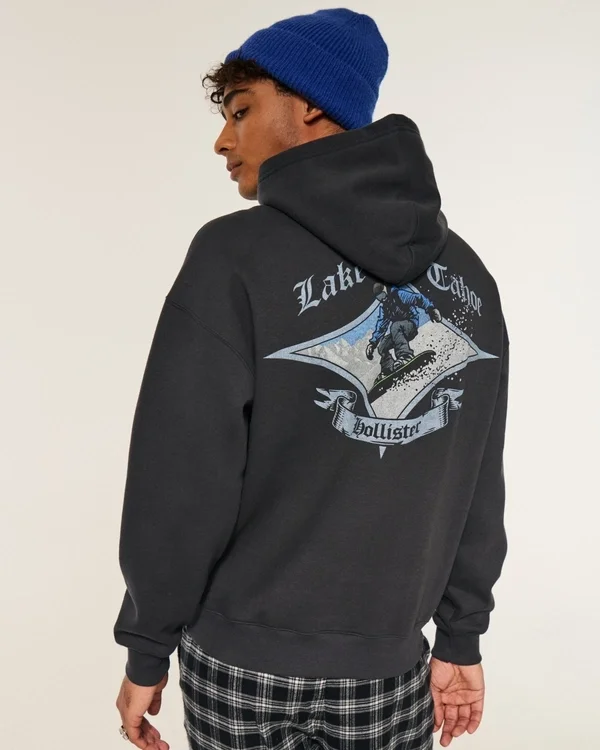 Bluza z kapturem Boxy Lake Tahoe Snowboard Graphic Hoodie Bluza z kapturem Boxy Lake Tahoe Snowboard Graphic Hoodie