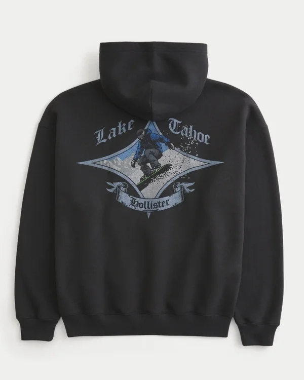 Bluza z kapturem Boxy Lake Tahoe Snowboard Graphic Hoodie Bluza z kapturem Boxy Lake Tahoe Snowboard Graphic Hoodie