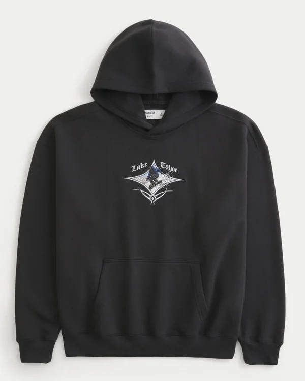 Bluza z kapturem Boxy Lake Tahoe Snowboard Graphic Hoodie Bluza z kapturem Boxy Lake Tahoe Snowboard Graphic Hoodie