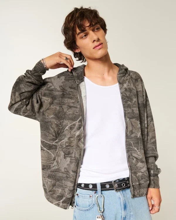 Bluza z kapturem Boxy Thermal Camo Zip-Up Hoodie Bluza z kapturem Boxy Thermal Camo Zip-Up Hoodie
