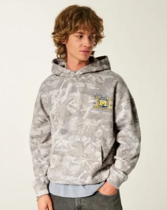 Bluza z kapturem Boxy University of Michigan Wolverines Graphic Camo Bluza z kapturem Boxy University of Michigan Wolverines Graphic Camo