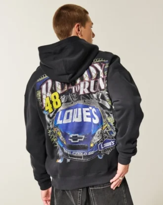 Bluza z kapturem Boxy Zip-Up Jimmie Johnson Team Lowe’s NASCAR Graphic Hoodie