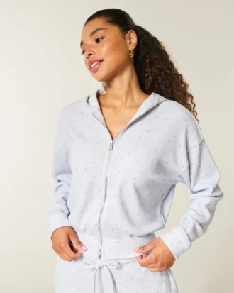 Bluza z kapturem Gilly Hicks Relaxed Zip-Up Waffle Hoodie