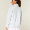 Bluza z kapturem Gilly Hicks z haftowaną kokardką i zamkiem 1/4 długości Bluza z kapturem Gilly Hicks z haftowaną kokardką i zamkiem 1/4 długości