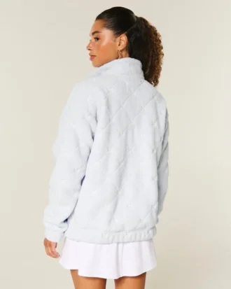 Bluza z kapturem Gilly Hicks z haftowaną kokardką i zamkiem 1/4 długości