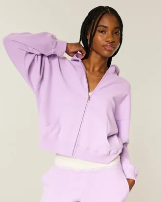 Bluza z kapturem Hollister Feel Good Graphic Easy Zip-Up Hoodie