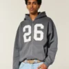 Bluza z kapturem i grafiką Boxy Zip-Up Number