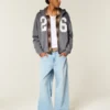 Bluza z kapturem i grafiką Boxy Zip-Up Number