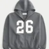 Bluza z kapturem i grafiką Boxy Zip-Up Number