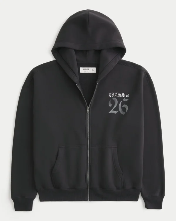 Bluza z kapturem i nadrukiem Boxy Class of 26 Bluza z kapturem i nadrukiem Boxy Class of 26