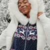Bluza z kapturem i wykończeniem ze sztucznego futra, zapinana na zamek błyskawiczny, wzór Fair Isle Bluza z kapturem i wykończeniem ze sztucznego futra, zapinana na zamek błyskawiczny, wzór Fair Isle