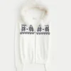 Bluza z kapturem i wykończeniem ze sztucznego futra, zapinana na zamek błyskawiczny, wzór Fair Isle Bluza z kapturem i wykończeniem ze sztucznego futra, zapinana na zamek błyskawiczny, wzór Fair Isle
