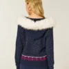 Bluza z kapturem i wykończeniem ze sztucznego futra, zapinana na zamek błyskawiczny, wzór Fair Isle Bluza z kapturem i wykończeniem ze sztucznego futra, zapinana na zamek błyskawiczny, wzór Fair Isle
