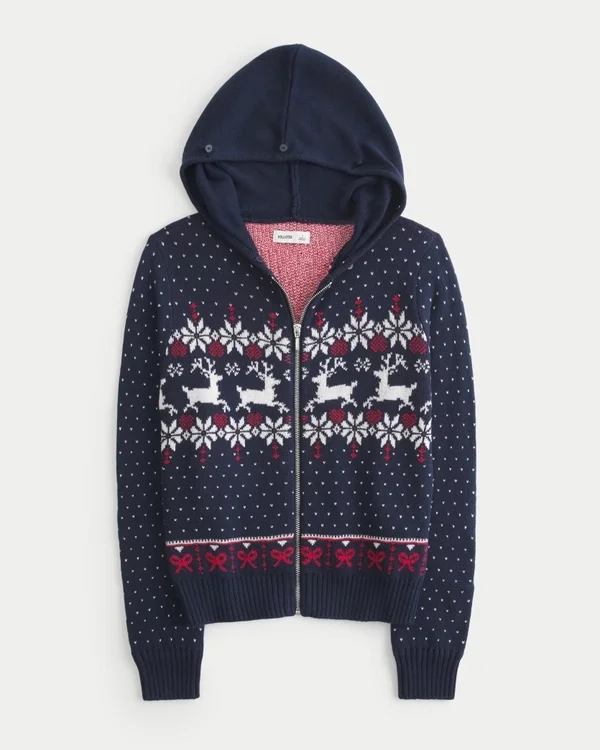 Bluza z kapturem i wykończeniem ze sztucznego futra, zapinana na zamek błyskawiczny, wzór Fair Isle Bluza z kapturem i wykończeniem ze sztucznego futra, zapinana na zamek błyskawiczny, wzór Fair Isle