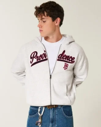 Bluza z kapturem i zamkiem błyskawicznym Boxy Providence Rhode Island Graphic