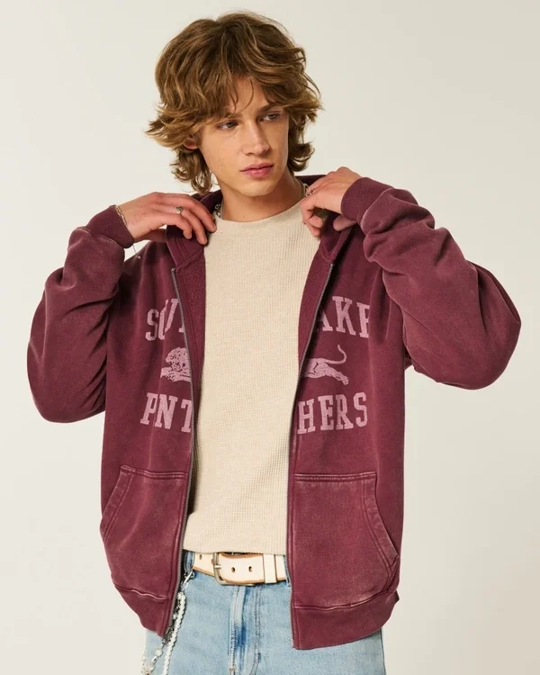 Bluza z kapturem i zamkiem błyskawicznym Boxy Zip-Up South Lake Panthers Graphic Hoodie Bluza z kapturem i zamkiem błyskawicznym Boxy Zip-Up South Lake Panthers Graphic Hoodie