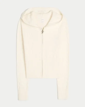 Bluza z kapturem i zamkiem błyskawicznym Gilly Hicks z dzianiny warkoczowej Bluza z kapturem i zamkiem błyskawicznym Gilly Hicks z dzianiny warkoczowej