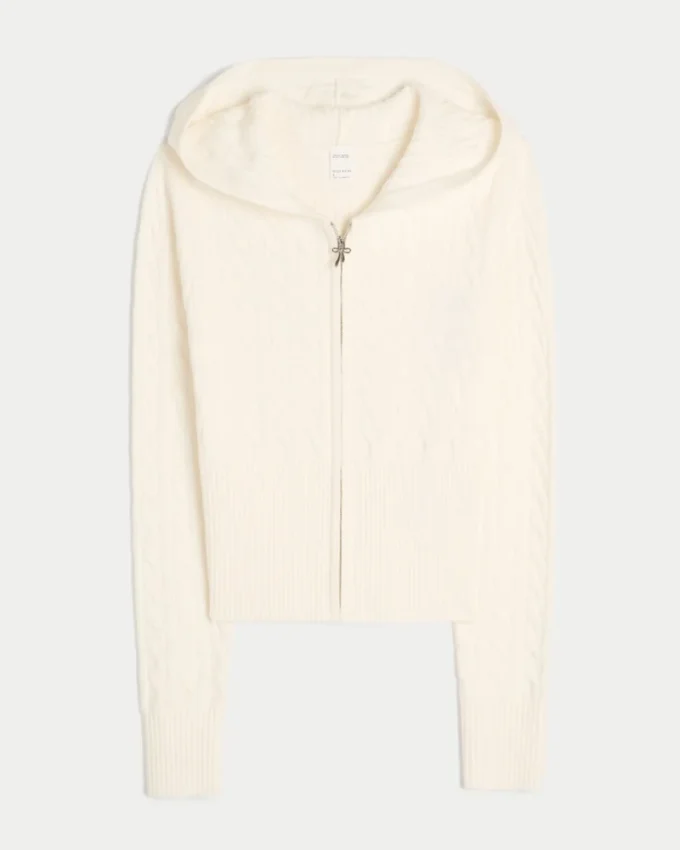 Bluza z kapturem i zamkiem błyskawicznym Gilly Hicks z dzianiny warkoczowej Bluza z kapturem i zamkiem błyskawicznym Gilly Hicks z dzianiny warkoczowej