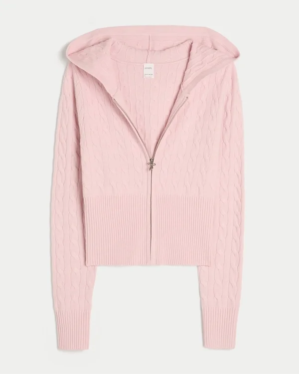 Bluza z kapturem i zamkiem błyskawicznym Gilly Hicks z dzianiny warkoczowej Bluza z kapturem i zamkiem błyskawicznym Gilly Hicks z dzianiny warkoczowej