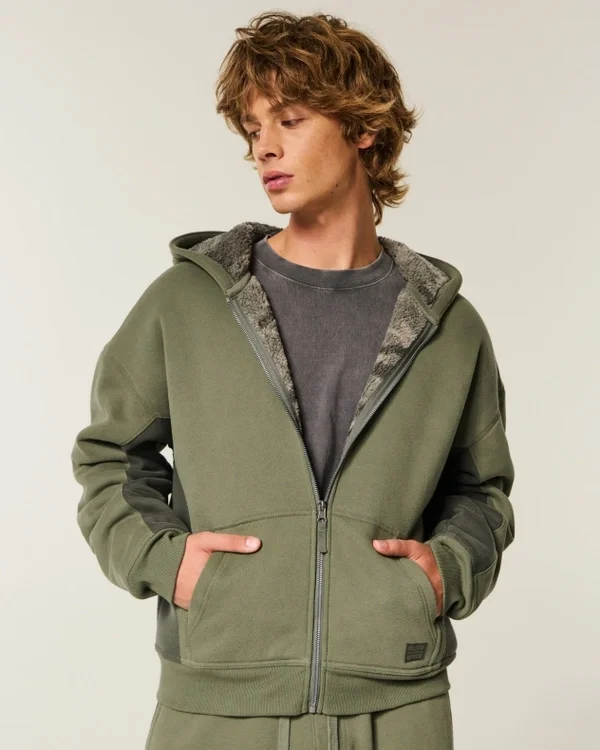 Bluza z kapturem i zamkiem błyskawicznym Hollister x Crocs z podszewką z polaru Bluza z kapturem i zamkiem błyskawicznym Hollister x Crocs z podszewką z polaru