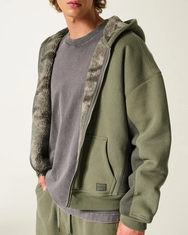 Bluza z kapturem i zamkiem błyskawicznym Hollister x Crocs z podszewką z polaru Bluza z kapturem i zamkiem błyskawicznym Hollister x Crocs z podszewką z polaru
