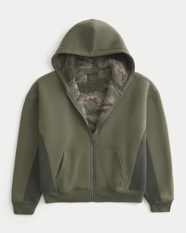 Bluza z kapturem i zamkiem błyskawicznym Hollister x Crocs z podszewką z polaru Bluza z kapturem i zamkiem błyskawicznym Hollister x Crocs z podszewką z polaru