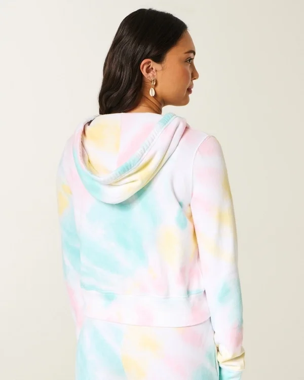 Bluza z kapturem i zamkiem błyskawicznym z grafiką Terry Logo i efektem sprania Bluza z kapturem i zamkiem błyskawicznym z grafiką Terry Logo i efektem sprania
