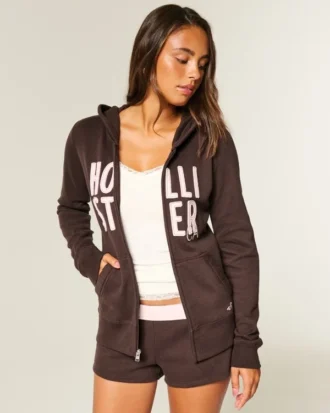Bluza z kapturem i zamkiem błyskawicznym z logo Bluza z kapturem i zamkiem błyskawicznym z logo