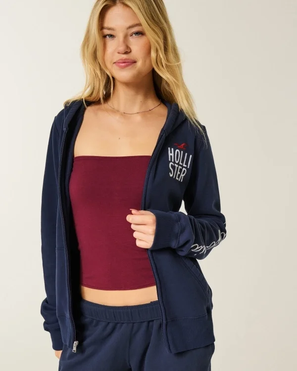 Bluza z kapturem i zamkiem błyskawicznym z logo Bluza z kapturem i zamkiem błyskawicznym z logo