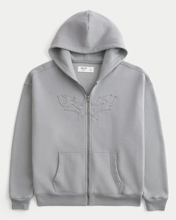 Bluza z kapturem i zamkiem błyskawicznym z nadrukiem Box Star Flame Bluza z kapturem i zamkiem błyskawicznym z nadrukiem Box Star Flame