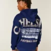 Bluza z kapturem i zamkiem błyskawicznym z nadrukiem Chelsea Football Club Bluza z kapturem i zamkiem błyskawicznym z nadrukiem Chelsea Football Club