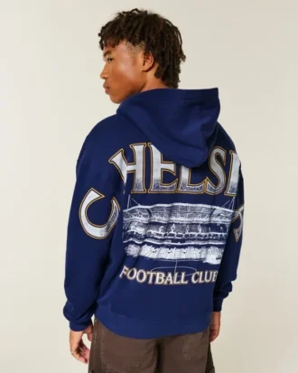 Bluza z kapturem i zamkiem błyskawicznym z nadrukiem Chelsea Football Club