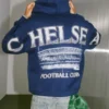 Bluza z kapturem i zamkiem błyskawicznym z nadrukiem Chelsea Football Club Bluza z kapturem i zamkiem błyskawicznym z nadrukiem Chelsea Football Club