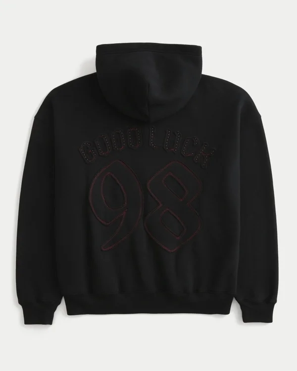 Bluza z kapturem i zamkiem błyskawicznym z nadrukiem Good Luck Bluza z kapturem i zamkiem błyskawicznym z nadrukiem Good Luck