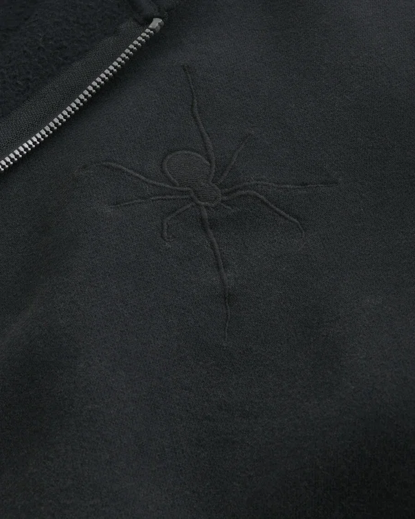 Bluza z kapturem i zamkiem błyskawicznym z nadrukiem pająka Bluza z kapturem i zamkiem błyskawicznym z nadrukiem pająka