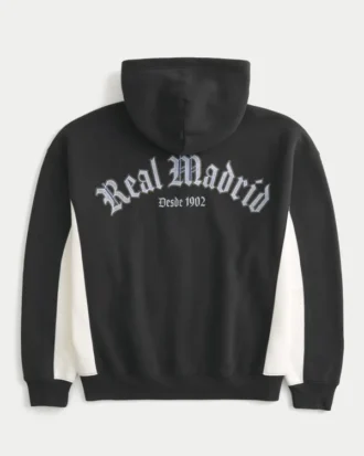 Bluza z kapturem i zamkiem błyskawicznym z nadrukiem Real Madrid CF