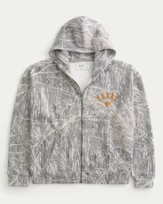 Bluza z kapturem i zamkiem błyskawicznym z nadrukiem University of Texas at Austin Longhorns Bluza z kapturem i zamkiem błyskawicznym z nadrukiem University of Texas at Austin Longhorns