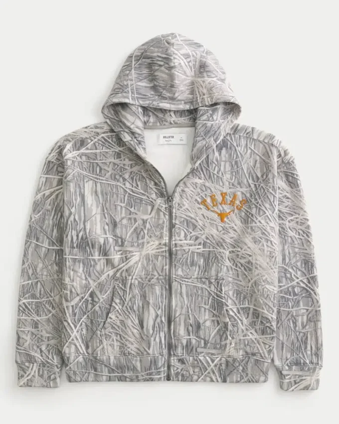 Bluza z kapturem i zamkiem błyskawicznym z nadrukiem University of Texas at Austin Longhorns Bluza z kapturem i zamkiem błyskawicznym z nadrukiem University of Texas at Austin Longhorns