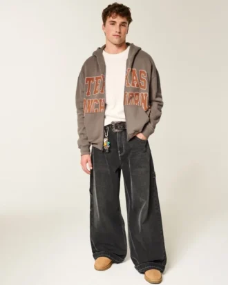 Bluza z kapturem i zamkiem błyskawicznym z nadrukiem University of Texas at Austin Longhorns Bluza z kapturem i zamkiem błyskawicznym z nadrukiem University of Texas at Austin Longhorns
