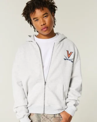 Bluza z kapturem i zamkiem błyskawicznym z nadrukiem University of Virginia Bluza z kapturem i zamkiem błyskawicznym z nadrukiem University of Virginia