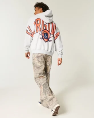 Bluza z kapturem i zamkiem błyskawicznym z nadrukiem University of Virginia Bluza z kapturem i zamkiem błyskawicznym z nadrukiem University of Virginia
