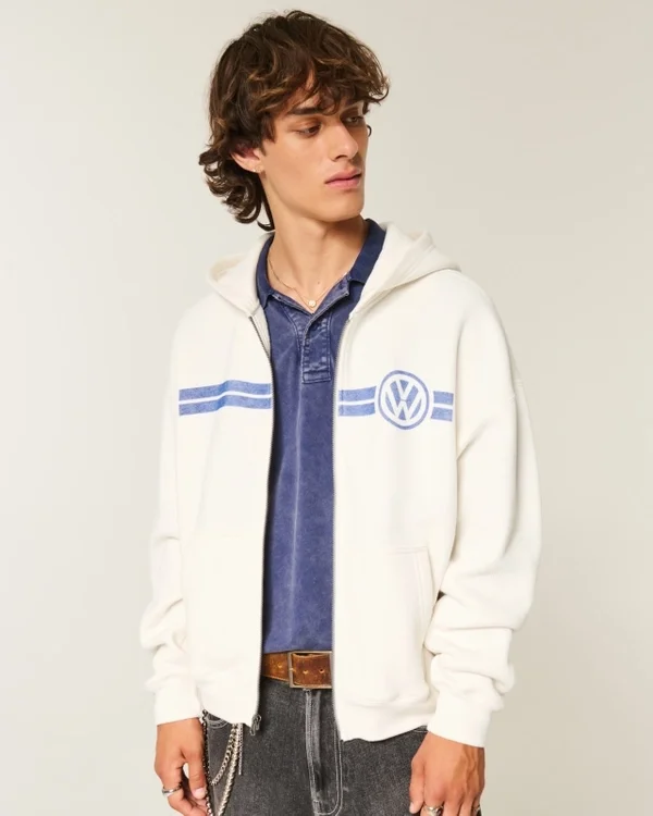 Bluza z kapturem i zamkiem błyskawicznym z nadrukiem Volkswagen Racing Bluza z kapturem i zamkiem błyskawicznym z nadrukiem Volkswagen Racing