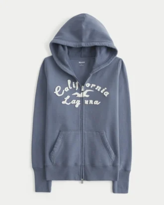 Bluza z kapturem i zamkiem błyskawicznym, z podszewką w kratkę i nadrukiem logo