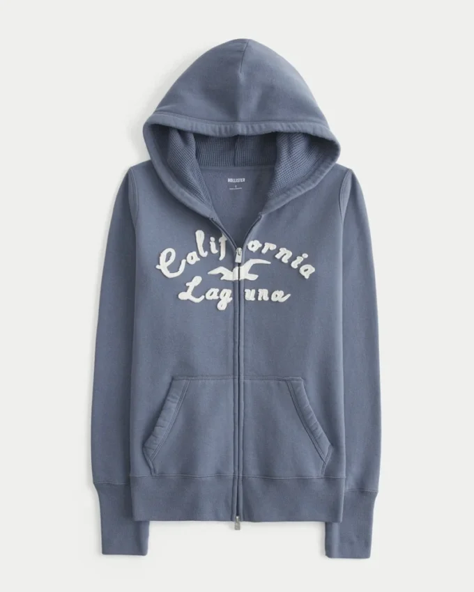 Bluza z kapturem i zamkiem błyskawicznym, z podszewką w kratkę i nadrukiem logo Bluza z kapturem i zamkiem błyskawicznym, z podszewką w kratkę i nadrukiem logo