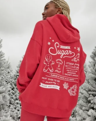 Bluza z kapturem Oversized Glitter Print Sugar Graphic