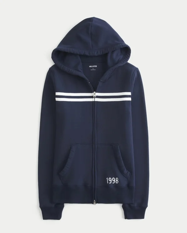 Bluza z kapturem Slim Striped 1998 Graphic Zip-Up Hoodie Bluza z kapturem Slim Striped 1998 Graphic Zip-Up Hoodie